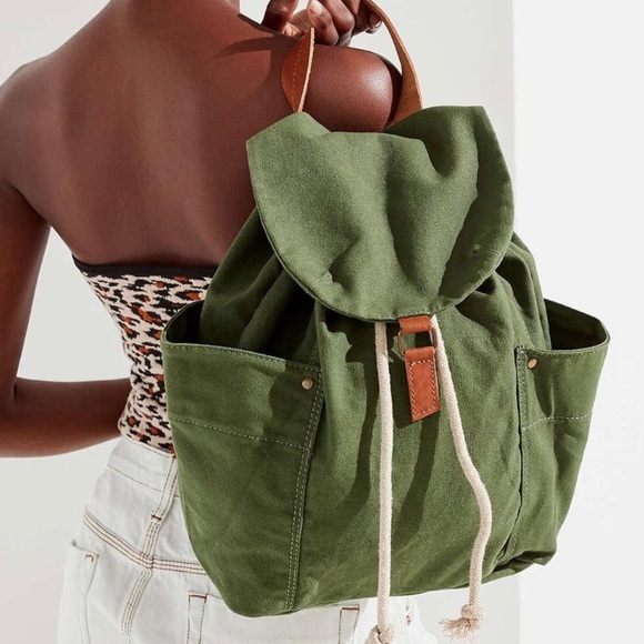 washed canvas drawstring backpack